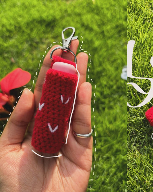 Crochet Lip Balm Holder Keychain – Handmade with Love 🧵(2 Pieces)+ Free Magnet (For Prepaid)
