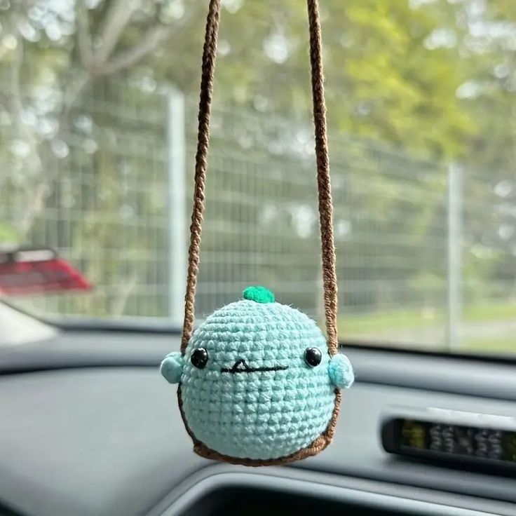 Handmade Crochet Car Hanging | Cute Character Rearview Mirror Charm